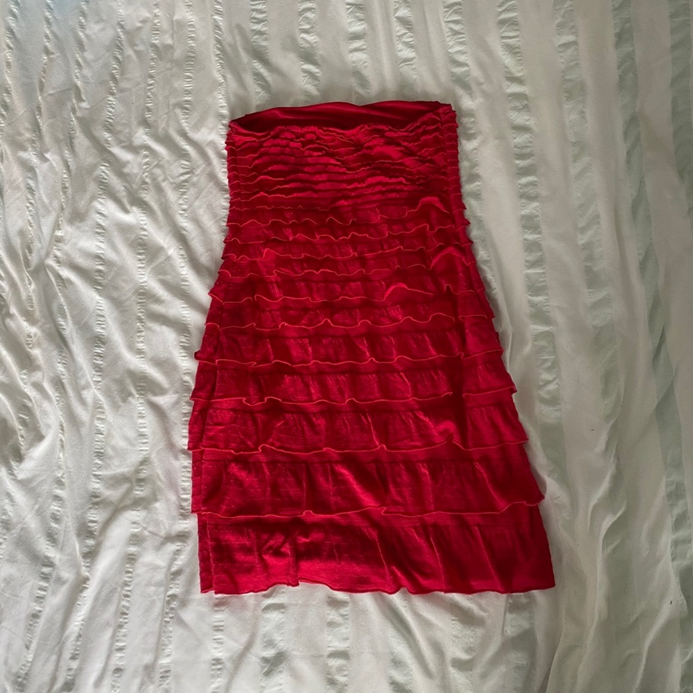 Express Ruffled Strapless Mini Dress - Picture 2 of 4